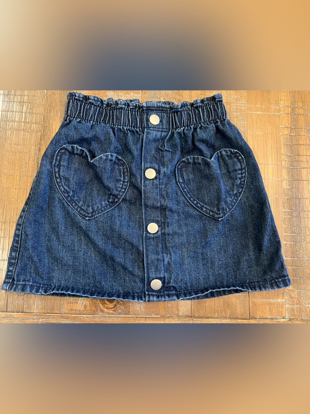 Old Navy Dark Blue Denim Skirt with Heart Pockets